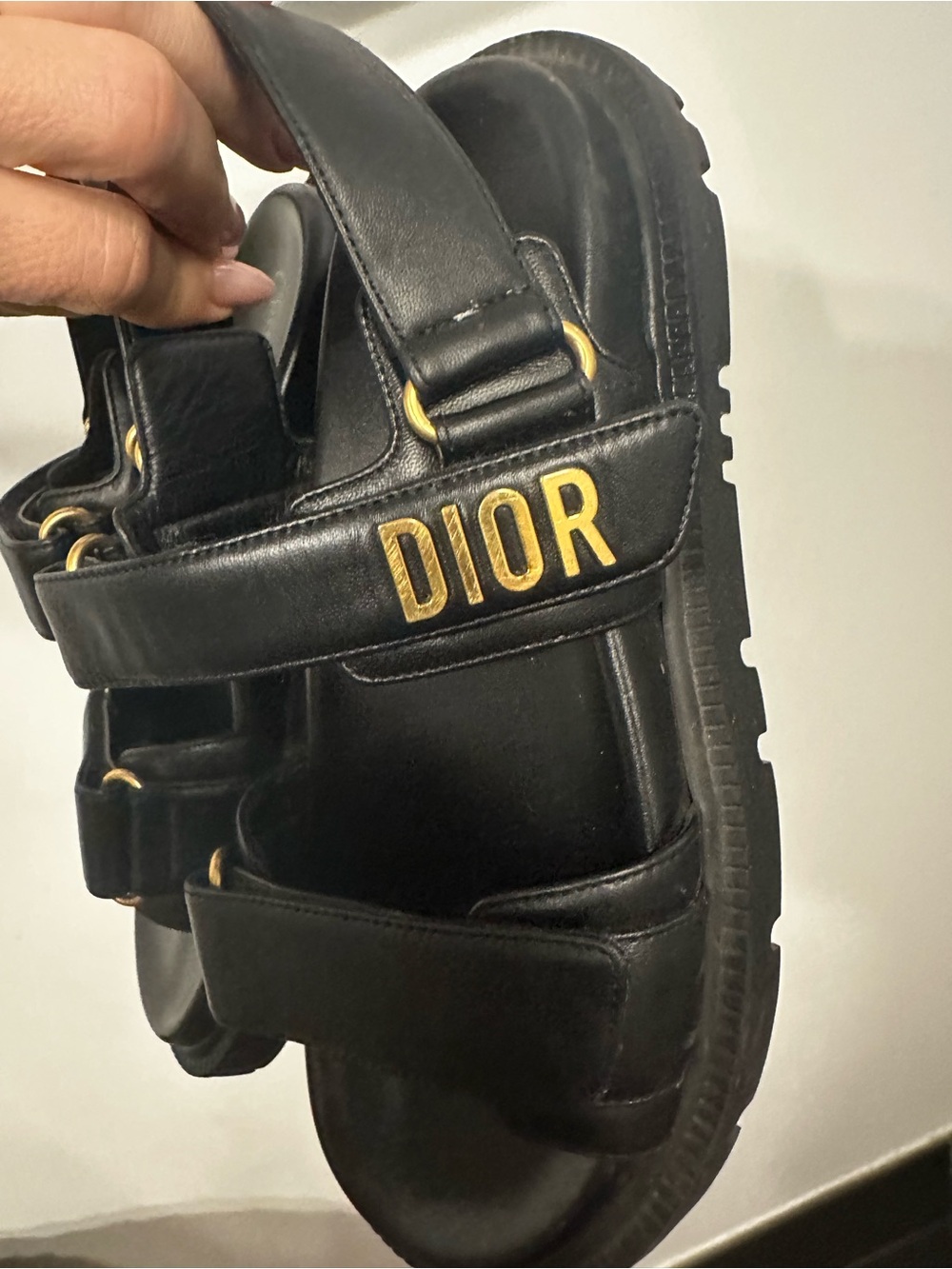Christian Dior Black Logo Leather Sandals Dioract - Picture 3 of 5